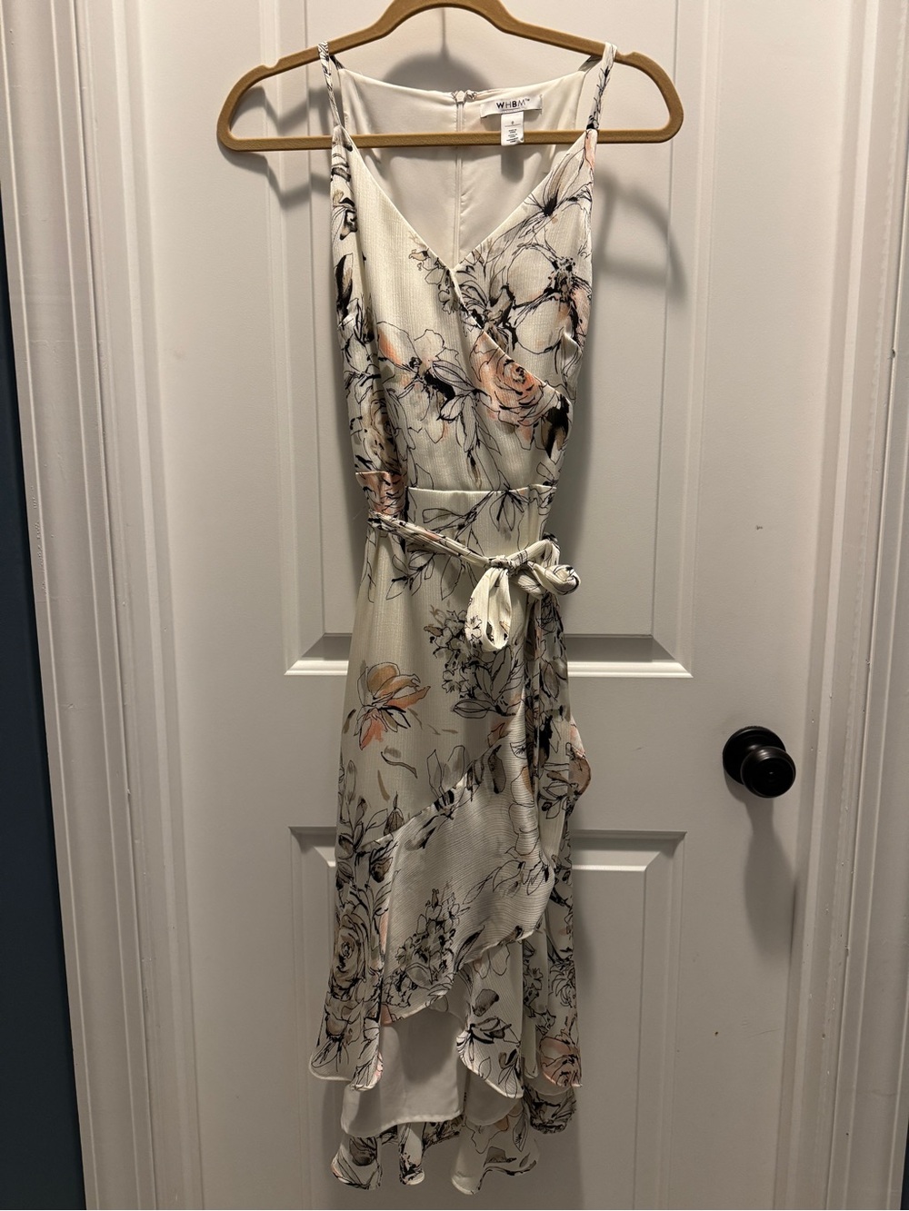 White House Black Market Ivory Floral-Accented Dress
